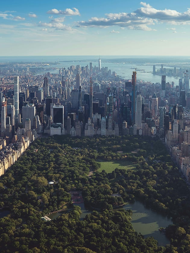 An aeriel view of Central Park in New York City, New York, USA near ELS Language Centers.