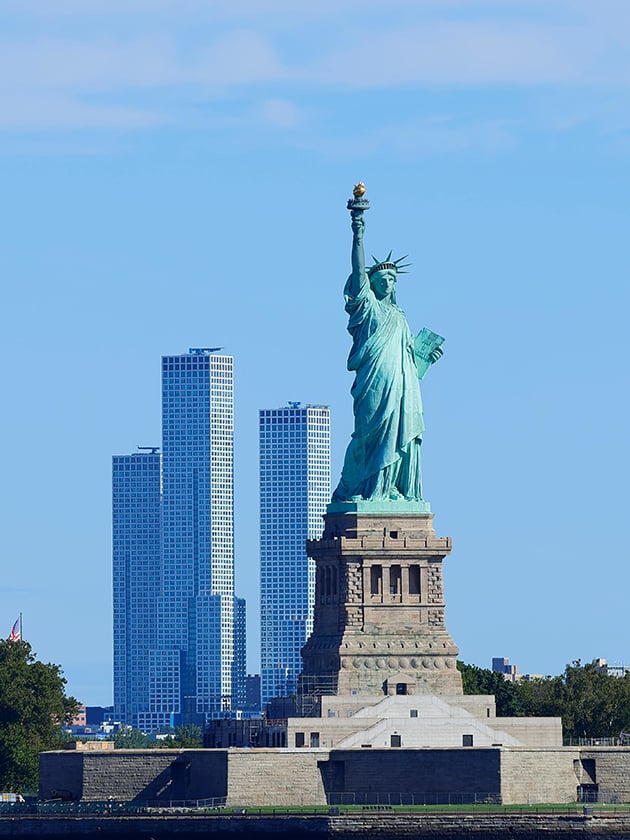 The Statue of Liberty on Liberty Island in New York City, New York, USA near ELS Language Centers.