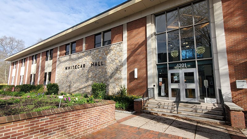 An exterior view of Whitecar Hall at Saint Joseph's University, the host institution for ELS Language Centers in Philadelphia, Pennsylvania, USA.